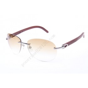 2016 Cartier 3524016 Wood Sunglasses, Silver Brown Gradient