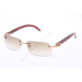 2016 Cartier 4189706 Wood Sunglasses, Gold Brown