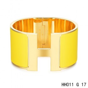 Hermes Clic H Extra-Large Bracelet / yellow enamel / yellow gold