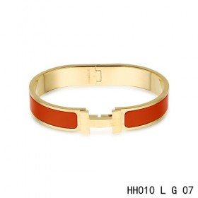 Hermes Clic H narrow Bracelet / enamel red / yellow gold