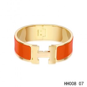 Hermes Clic-Clac H wide Bracelet / enamel red / yellow gold