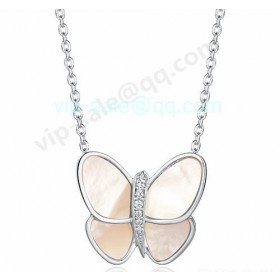 Van cleef & arpels Butterfly Pendant/White Gold/White Mother-Of-Pearl