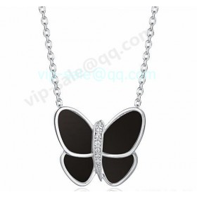 Van cleef & arpels Butterfly Pendant/White Gold/Onyx