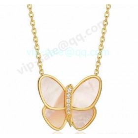 Van cleef & arpels Butterfly Pendant/Yellow Gold/White Mother-Of-Pearl