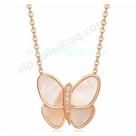 Van cleef & arpels Butterfly Pendant/Pink Gold/White Mother-Of-Pearl