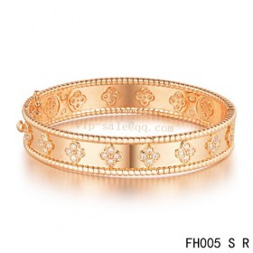 Van Cleef and Arpels Perlée clover bracelet/pink gold/diamonds