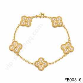 Van cleef & arpels Vintage Alhambra braceletyellow gold with round diamonds