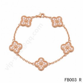 Van cleef & arpels Vintage Alhambra braceletpink gold with round diamonds