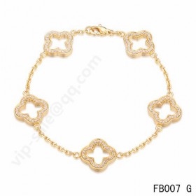 Van cleef & arpels Byzantine Alhambra braceletyellow gold with round diamonds