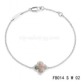 Van cleef & arpels Sweet Alhambra braceletwhite gold with Gray clover