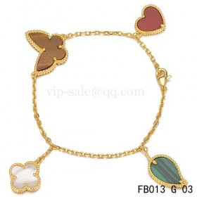 Van cleef & arpels Lucky Alhambra BraceletYellow gold with 4 Stone Combination Motifs 