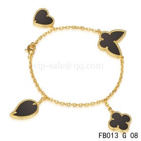 Van cleef & arpels Lucky Alhambra BraceletYellow gold with 4 Stone Combination Motifs 
