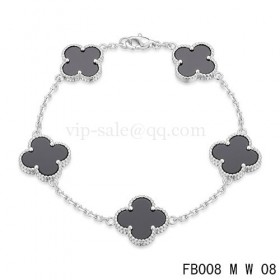 Van cleef & arpels Alhambra braceletWhite with 5 Black clover