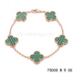 Van cleef & arpels Alhambra braceletPink with 5 Green clover