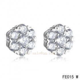 Van Cleef and Arpels Fleurette earstuds white gold earrings with 7 diamonds