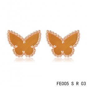 Van cleef & arpels Butterflies Earrings pink gold,tiger’s eye