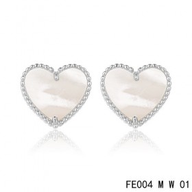 Van cleef & arpels Sweet Alhambra heart Earrings white gold,white mother-of-pearl