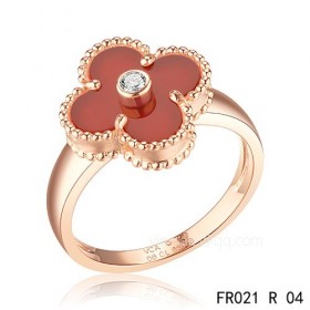 Cheap Van Cleef Vintage Alhambra ringIn pink gold with Carnelian