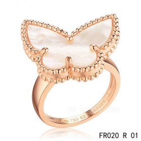 Van Cleef Alhambra ringIn pink gold with Mother of Pearl