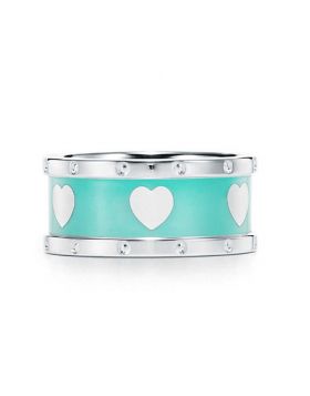 Return To Tiffany Narrow Silver Love Heart Ring With Blue Enamel Price Singapore For Lady GRP10371