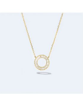 Wholesale Tiffany Circle Pendant Decked Gemstones Silver/14K Yellow Gold Women's Necklace Price Dubai   