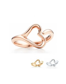 Tiffany Elsa Peretti Open Heart Ring Rose Gold New Arrival Jewelry Sale GRP09222/GRP09223