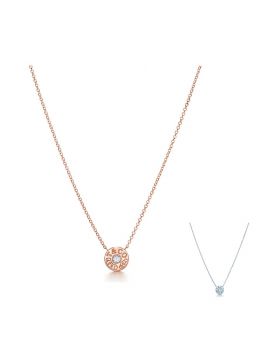 Tiffany 1837 Copy Circle Pendant With One Diamond Necklace Silver/ Rose Gold Lady Jewelry 33285973/33286007