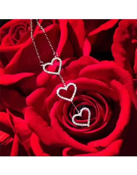Tiffany Three Interlocking Hearts Pendant Necklace Women Jewelry For Sale Valentine Gift