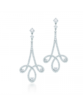 Tiffany Enchant Copy Scroll Earrings Diamonds 925 Sterling Silver Romantic Jewelry Sale 28910126