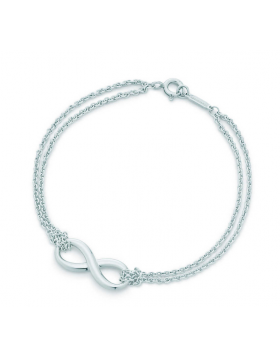 Tiffany Infinity Double Chains Bracelet Copy Infinity Symbol Pendant 925 Silver Latest Design Women Wedding Gift GRP06394