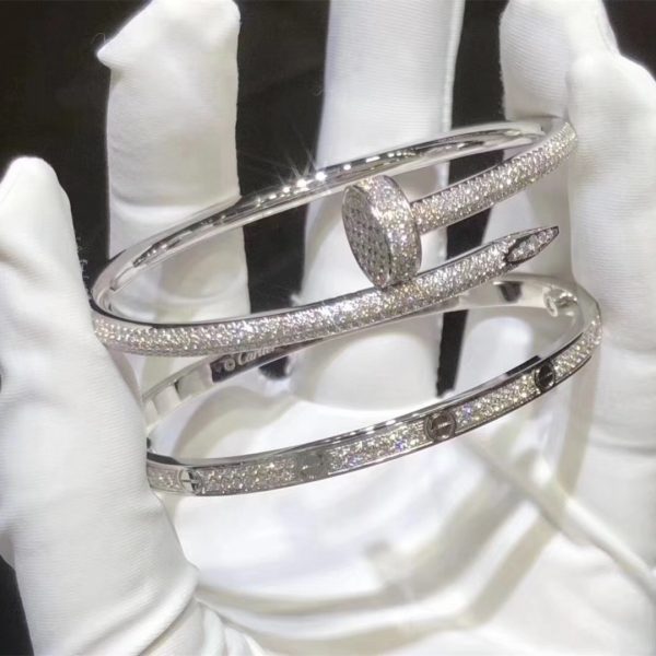 Pure 18k gold Cartier Juste Un Clou Bracelet, 374 Paved Diamonds, Nail bracelet, 18k gold weight 31g