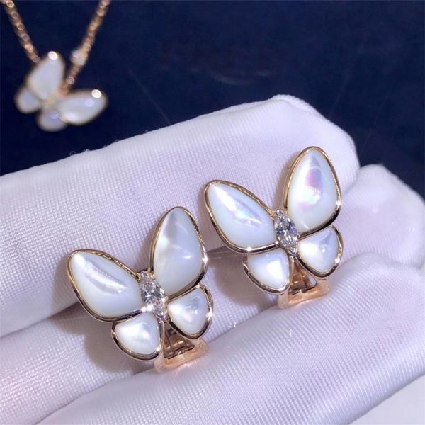 Van Cleef & Arpels Two Butterfly earrings white mother-of-pearl