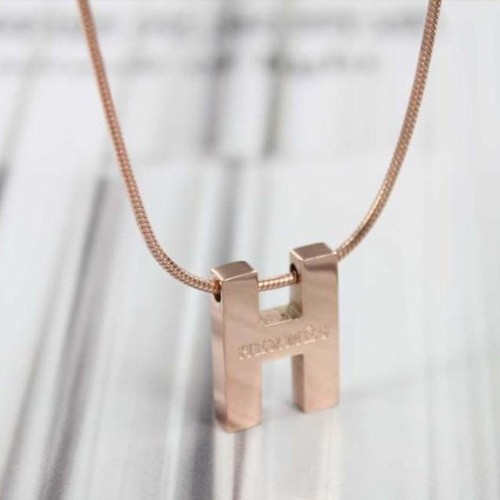 Hermes H pendant pink gold chain necklace replica