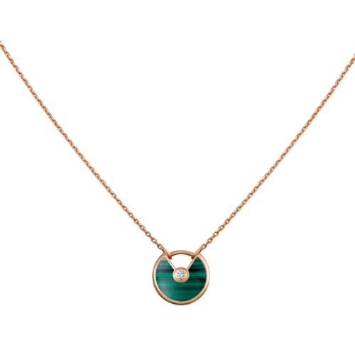 amulette de cartier necklace pink gold with malachite diamond replica