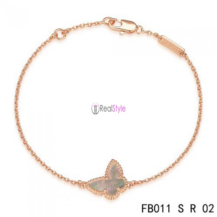 Sweet Alhambra Butterfly Bracelet in Pink Gold with Gray Mother-of-peral