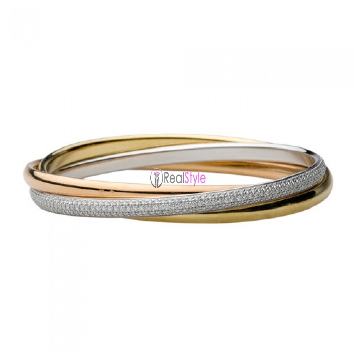 Trinity de cartier 3-gold set with diamonds bracelet N6034102 replica