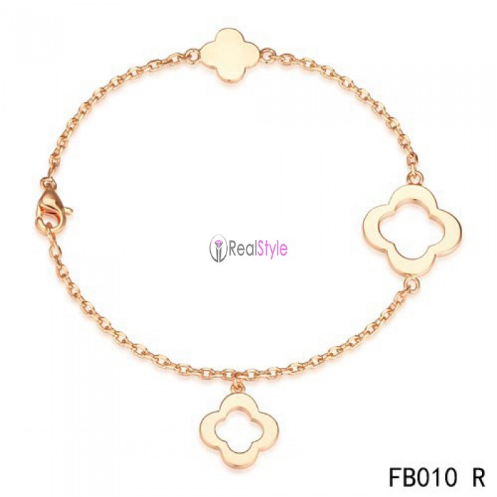 Van Cleef & Arpels Byzantine Alhambra Bracelet 3 Motifs Pink Gold