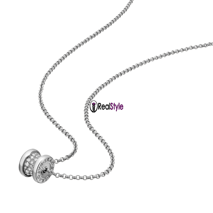 Bvlgari B.ZERO1 necklace white gold paved with diamonds pendant CL857519 replica