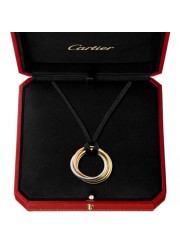 trinity de Cartier necklace 3-gold pendant black rope B3041200 replica
