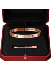 cartier love bracelet pink gold plated real sapphire pomegranate stone amethyst replica