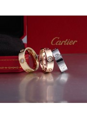 cartier love white gold ring mosaic three diamond wide version replica