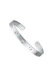 cartier cuff bracelet plated real 18k white gold with one diamond replica