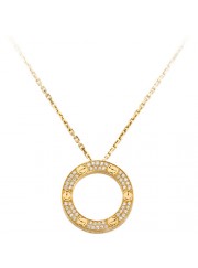 cartier love necklace yellow gold paved with diamonds pendant replica