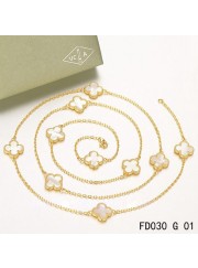 Van Cleef & Arpels Vintage Alhambra 10 Motifs White Mother of Pearl Long Necklace Yellow Gold