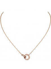 cartier love necklace pink Gold covered with diamonds double ring pendant replica