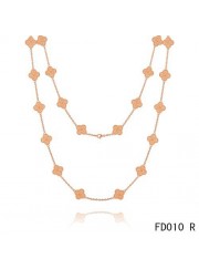 Van Cleef & Arpels Vintage Alhambra Long Necklace Pink Gold 20 Motifs
