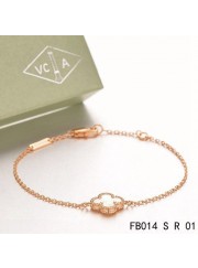 Van Cleef & Arpels Sweet Alhambra Clover Bracelet in Pink Gold,White Mothe-of-parl