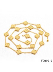 Van Cleef & Arpels Vintage Alhambra Long Necklace Yellow Gold 20 Motifs