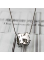 Hermes H pendant white gold chain necklace replica