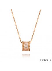 Van Cleef Arpels Pink Gold Perlee Pendant with Diamonds 5 Rows